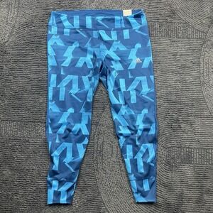 Adidas ClimaCool Running Leggings XL Blue Geometric Pattern Compression Pants‎